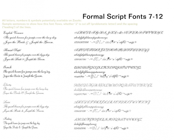 Script fonts 7-12