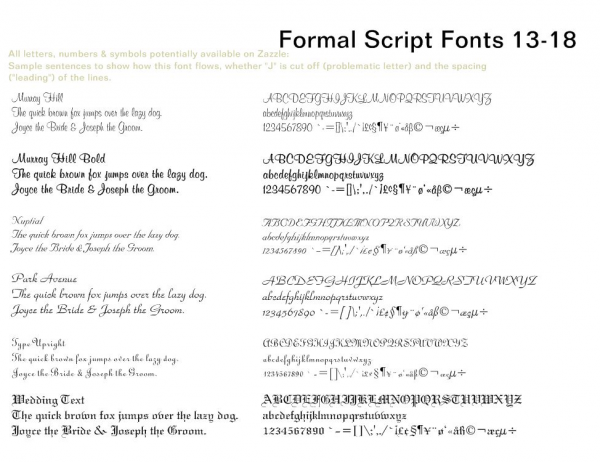script fonts 13-18